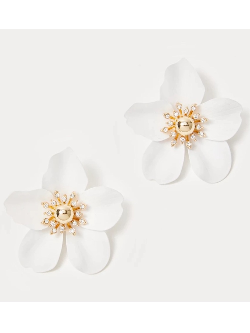 NWT Lilly Pulitzer Earrings Oversized Orchid Flowers Resort White Gold Tropical